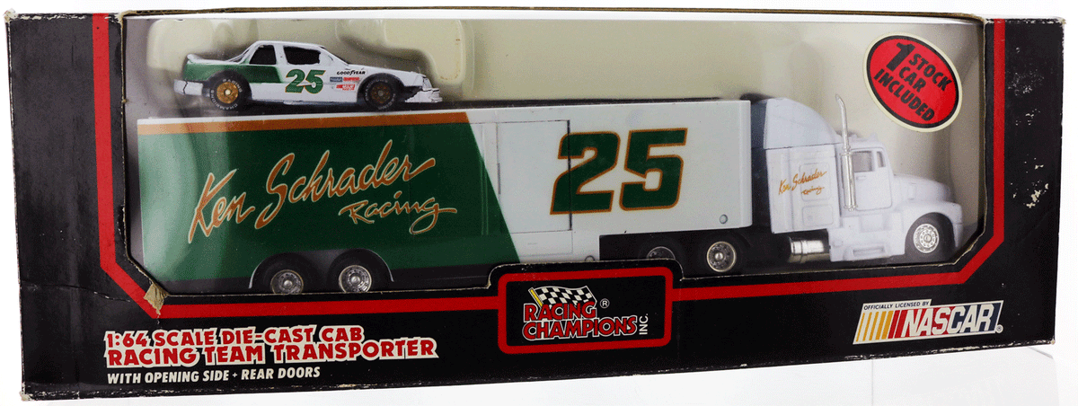 Nascar, Racing Champions, Ken Schrader, Team Transporter, Truck, 1991 Edition, Die-Cast, Scale Model, Vintage, Collectible, ~ M-15-08 store