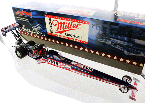Larry Dixon. Vote Miller for President of Beers. 2004 Dragster