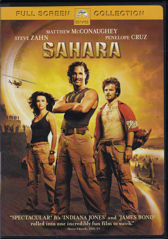 DVD. Sahara starring Matthew McConaughey, Penelope Cruz and Steve Zahn