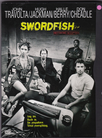 DVD. Swordfish, starring Halle Berry, Don Cheadle, Hugh Jackman and John Travolta