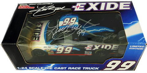 Kurt Busch. #99 Exide 1999 Ford Race Truck. 1/24th Scale. Autographed